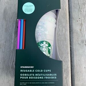 Set of 2 Starbucks Confetti Color Changing Cups 5 Pack